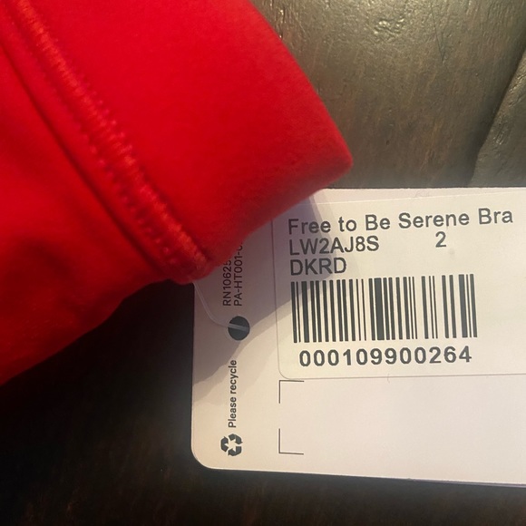 NWT * Lululemon Dark Red Free to Be Serene Bra in Size 2 - Picture 3 of 5